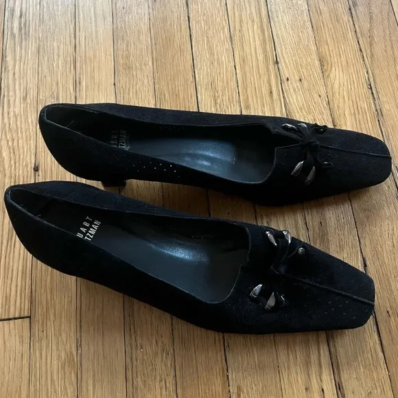 Stuart Weitzman Black Suede Slip On Pumps | Size 7.5