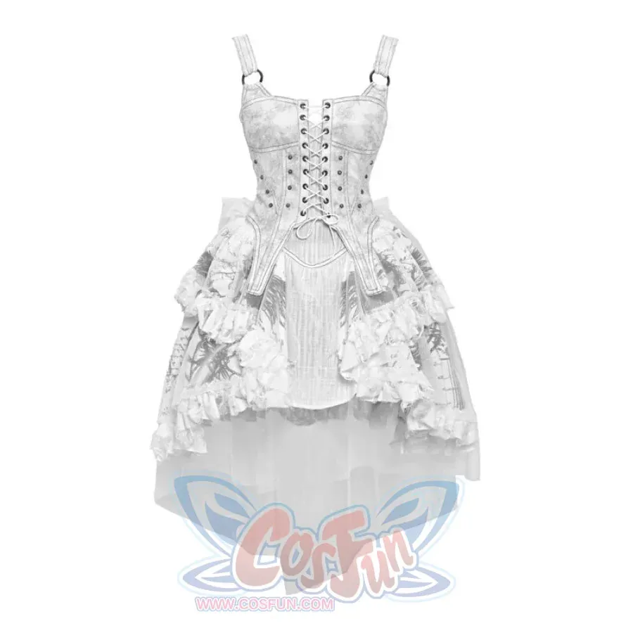 Suede Strappy Punk Trailing Printed Halter Dress