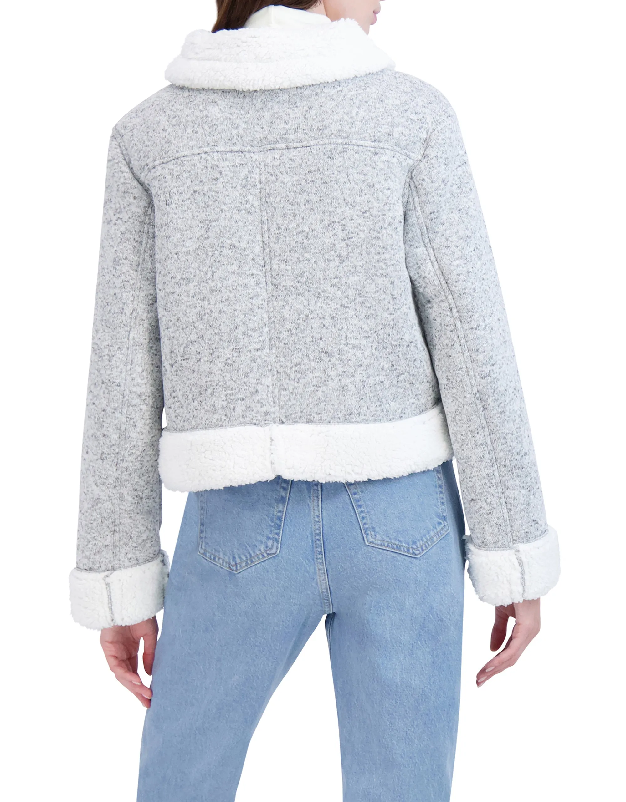 Sweater Bonded to Sherpa - CF Zip Moto with Detach Hood