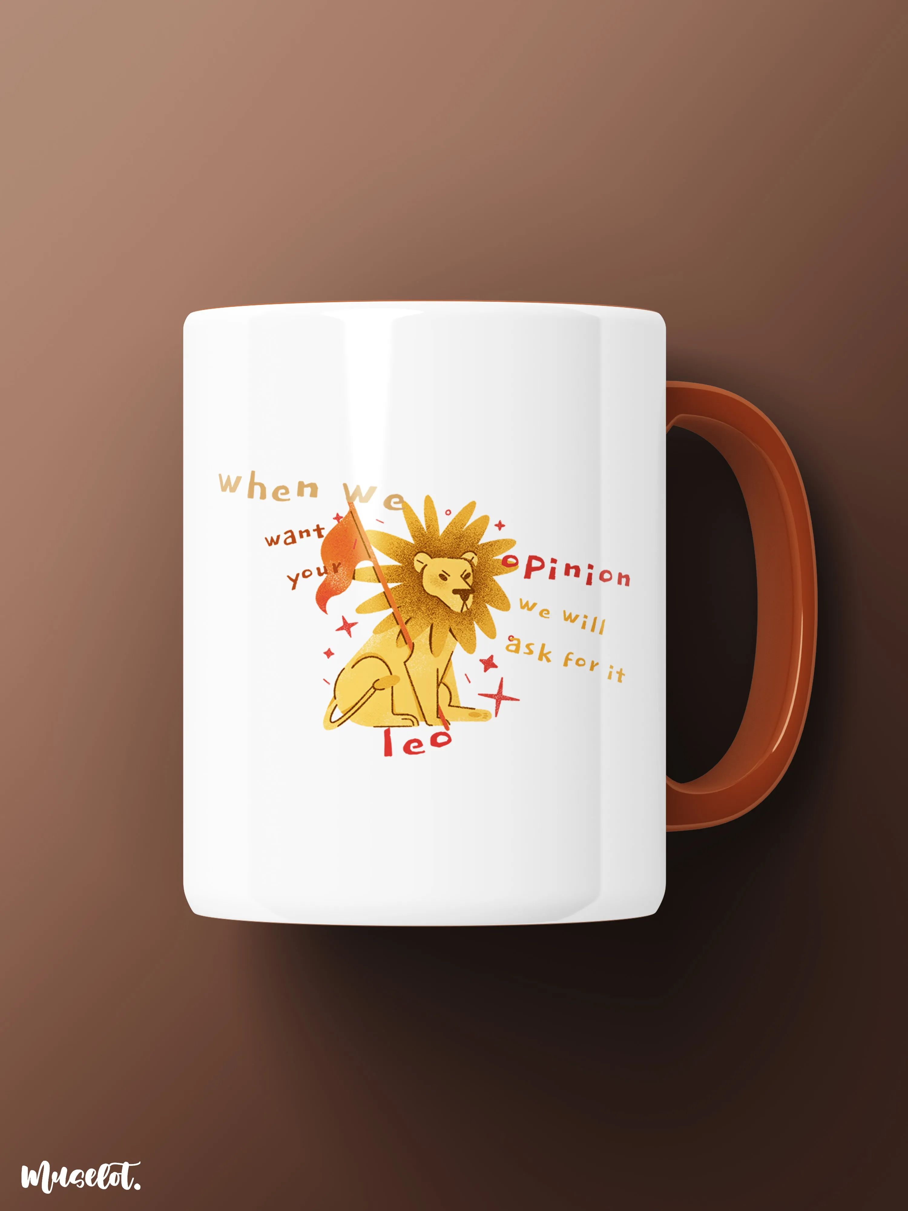 The confident leo printed mugs