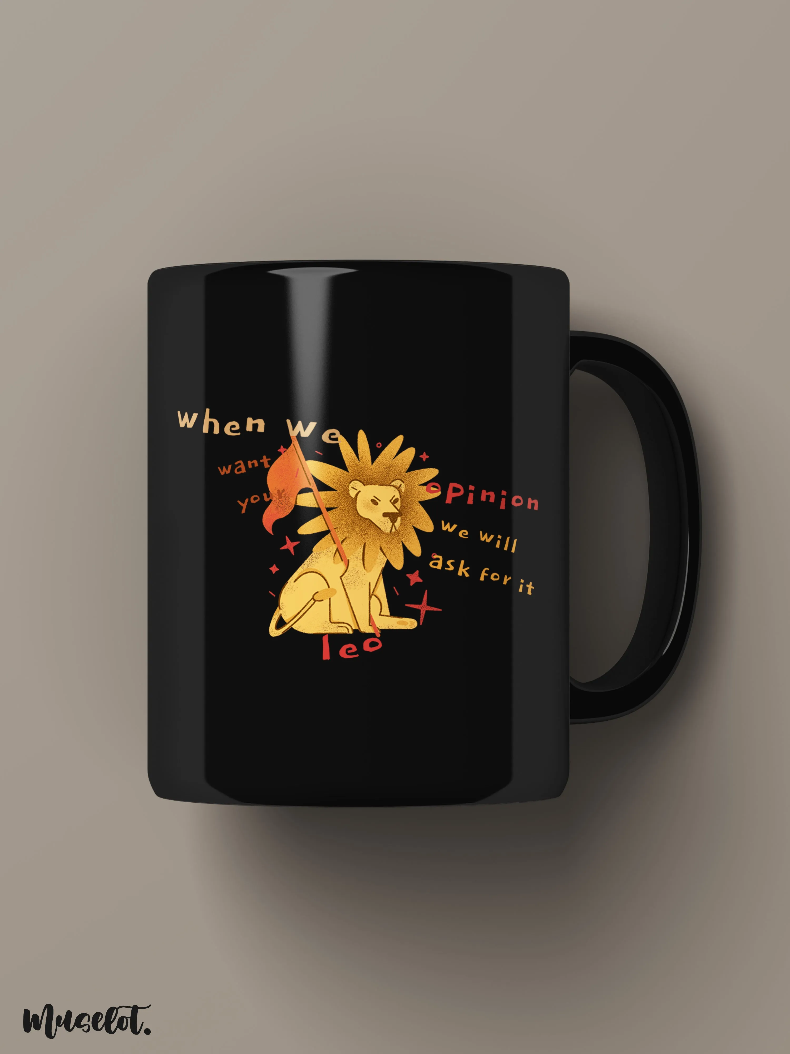 The confident leo printed mugs