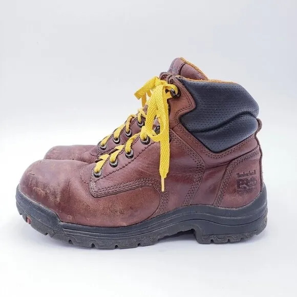 Timberland Pro 358 Work Boots Womens 8.5 Brown Leather Ankle Lace Up Waterproof