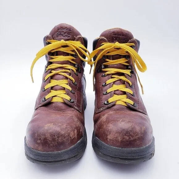Timberland Pro 358 Work Boots Womens 8.5 Brown Leather Ankle Lace Up Waterproof