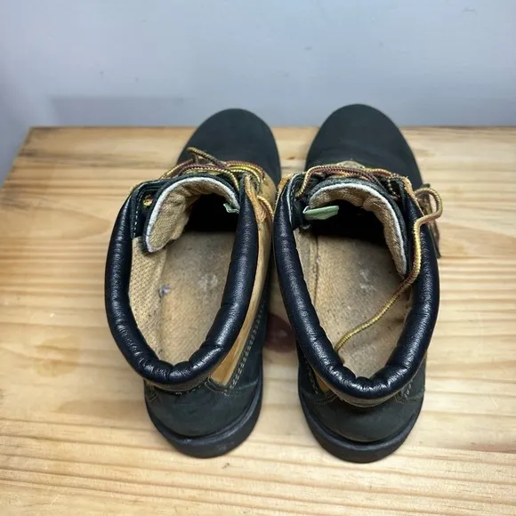 Timberland women’s 8 Nellie Ankle Boots Black Wheat Yellow leather suede shoes