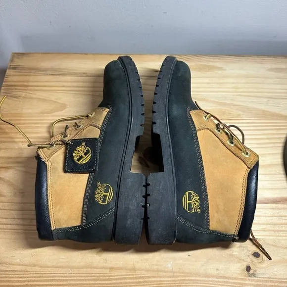 Timberland women’s 8 Nellie Ankle Boots Black Wheat Yellow leather suede shoes
