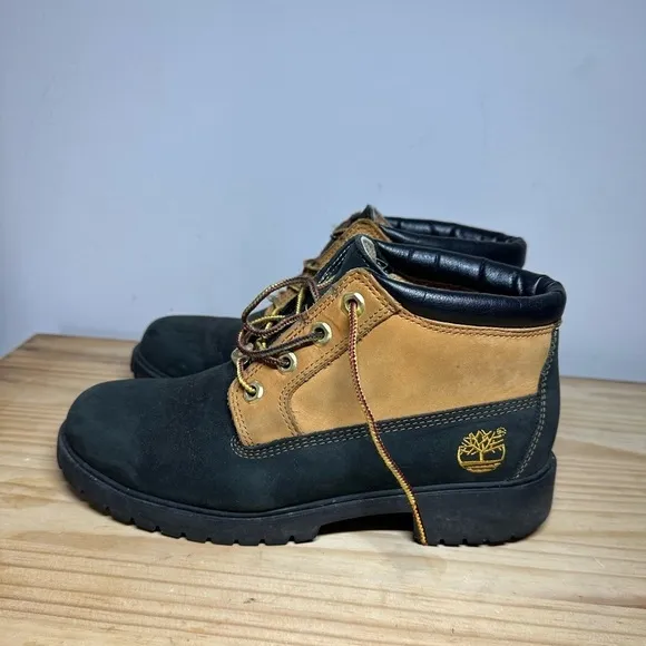 Timberland women’s 8 Nellie Ankle Boots Black Wheat Yellow leather suede shoes