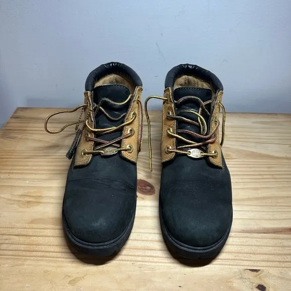 Timberland women’s 8 Nellie Ankle Boots Black Wheat Yellow leather suede shoes