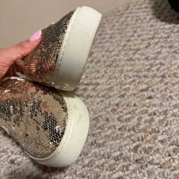 Tory Burch Carter Slip On Flip Sequins Gold Sneaker- Size 9