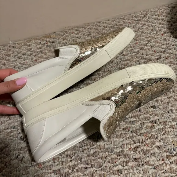 Tory Burch Carter Slip On Flip Sequins Gold Sneaker- Size 9
