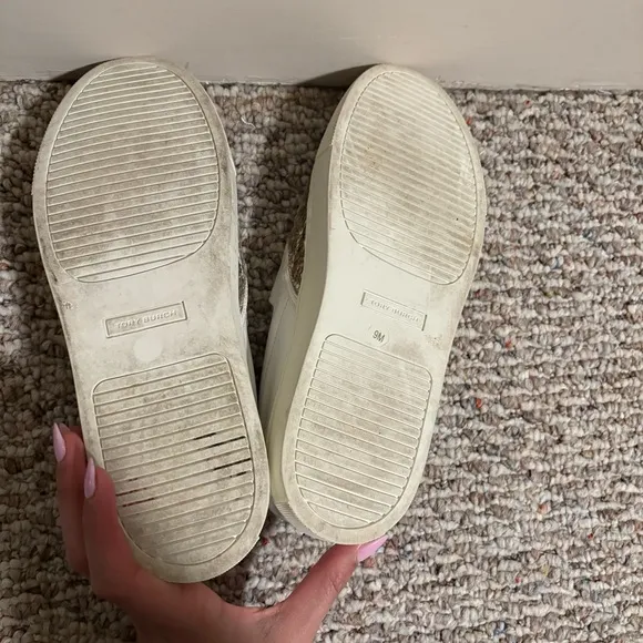 Tory Burch Carter Slip On Flip Sequins Gold Sneaker- Size 9