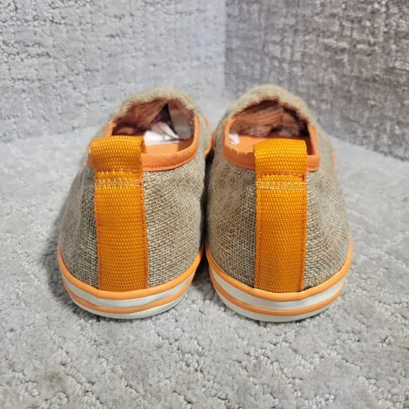 Tory Burch Raymond Women's Size 8M US Orange Canvas Logo Flat Slip on Shoes