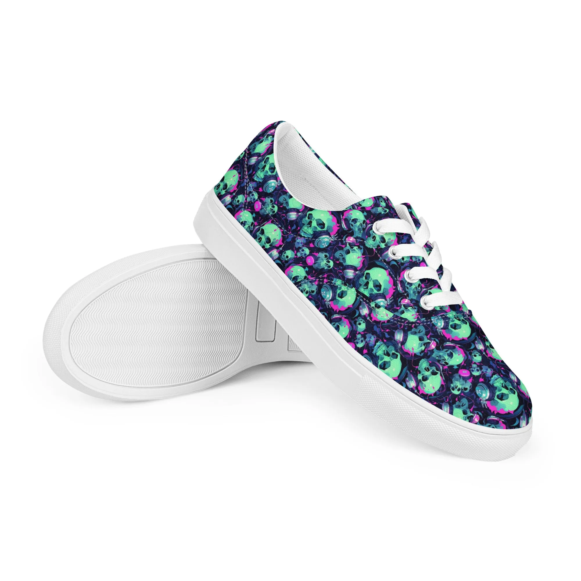 Turquoise Skulls Men’s lace-up canvas shoes