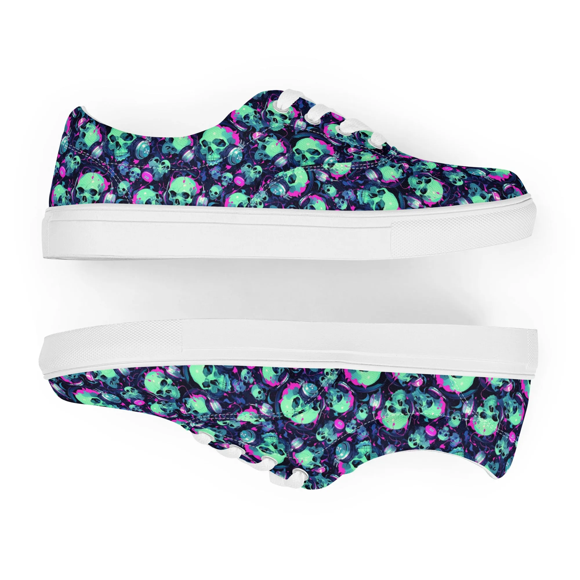 Turquoise Skulls Men’s lace-up canvas shoes