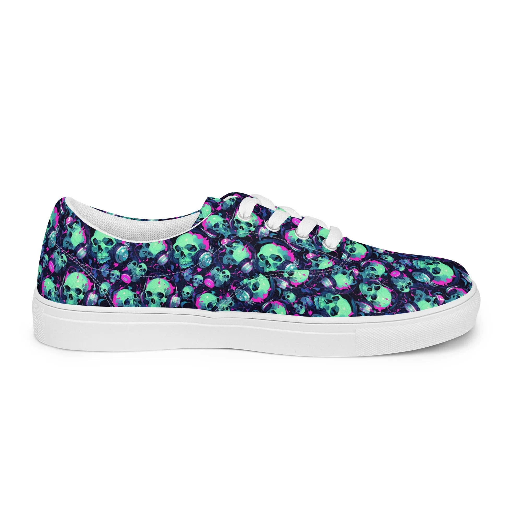 Turquoise Skulls Men’s lace-up canvas shoes