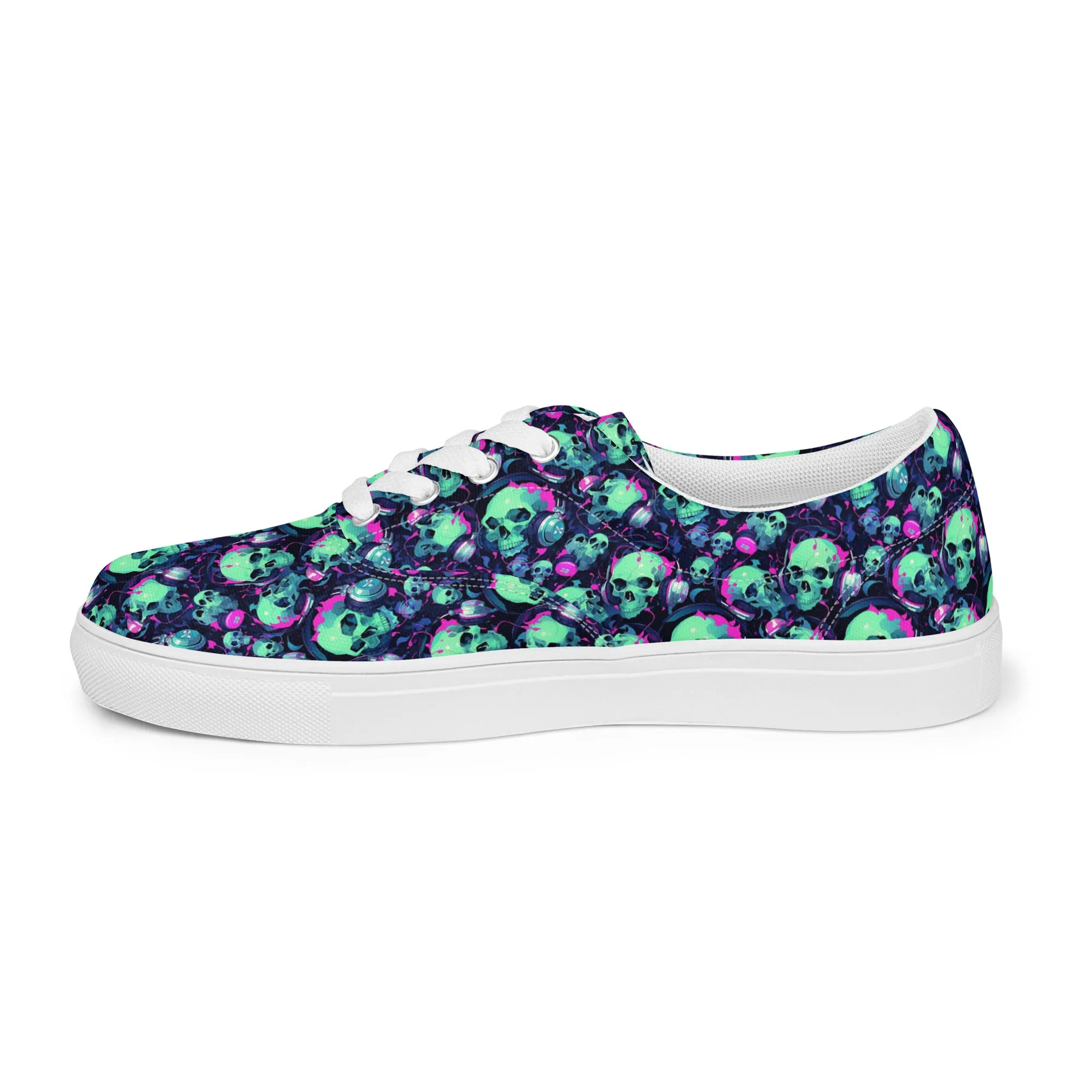 Turquoise Skulls Men’s lace-up canvas shoes