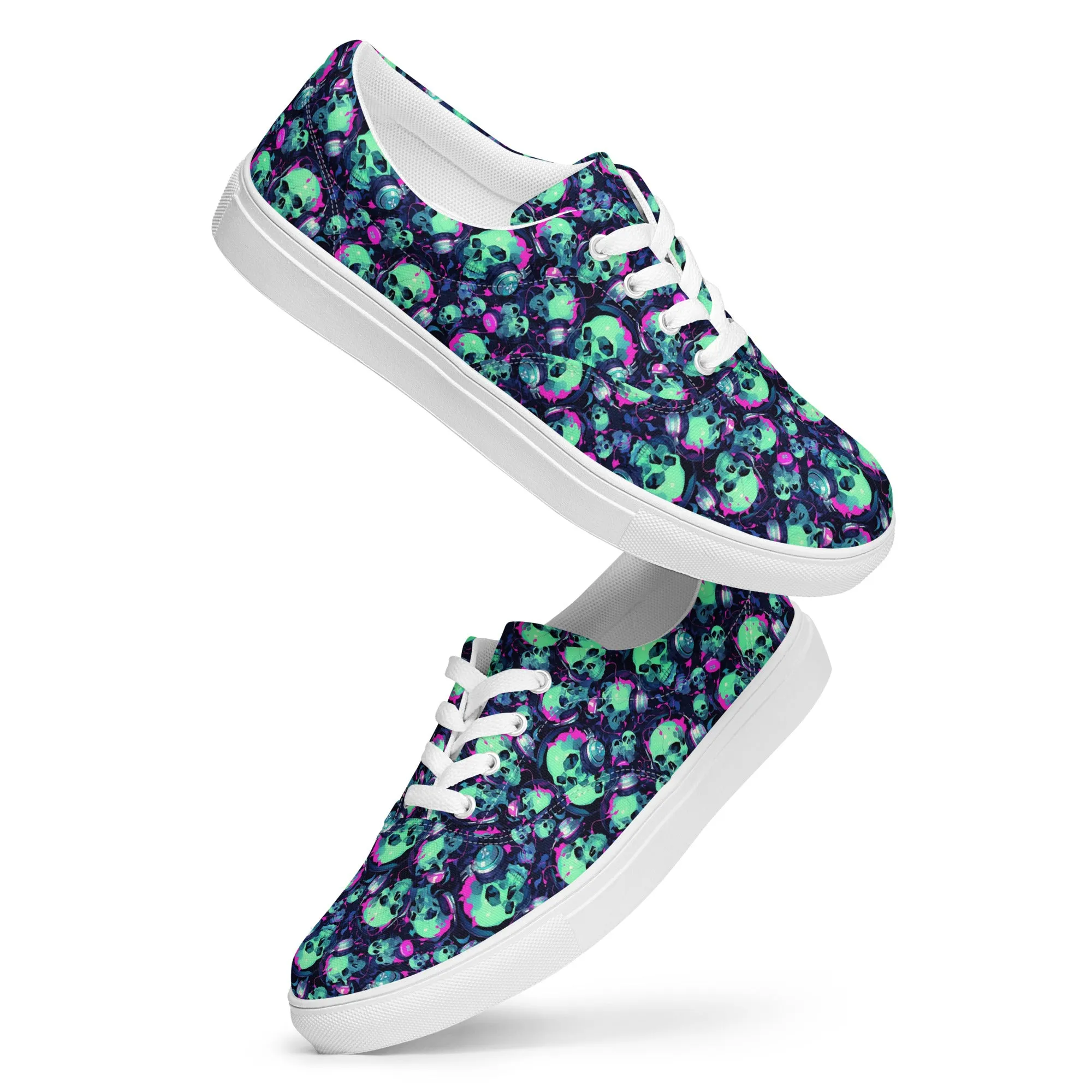 Turquoise Skulls Men’s lace-up canvas shoes
