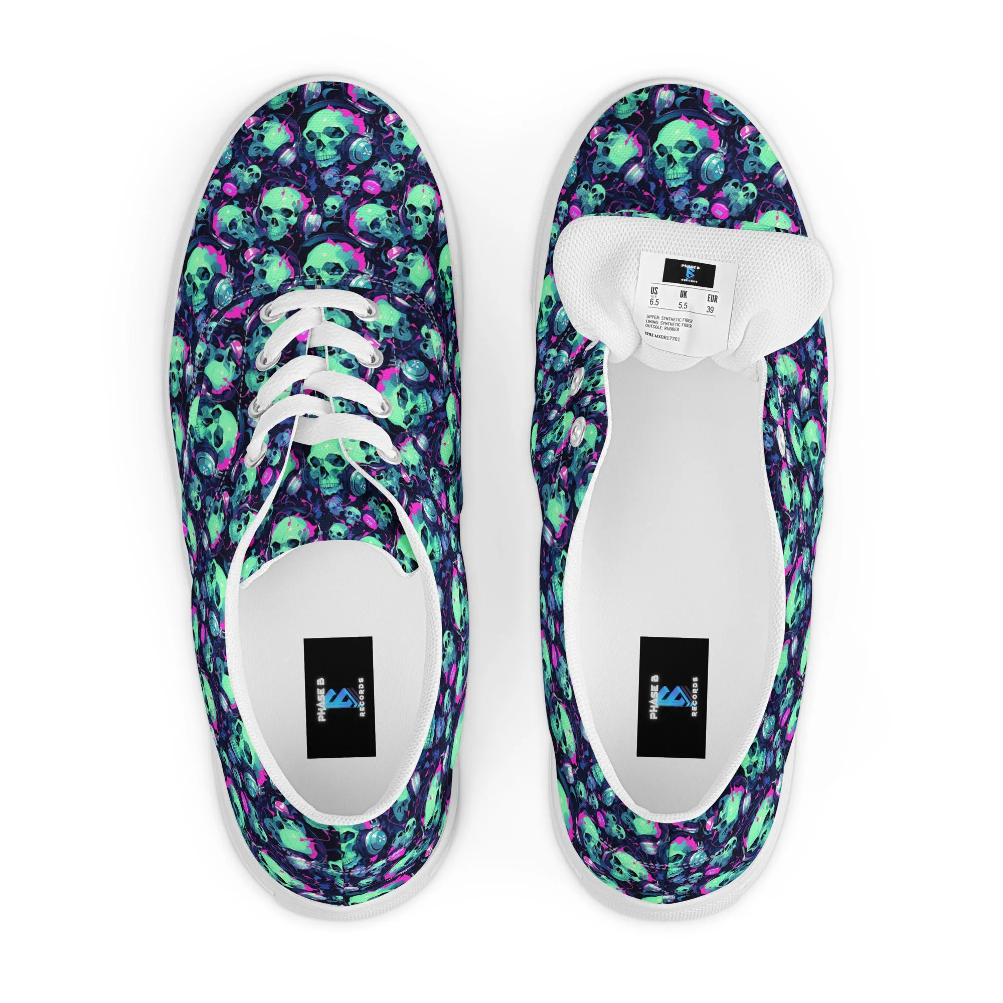 Turquoise Skulls Men’s lace-up canvas shoes
