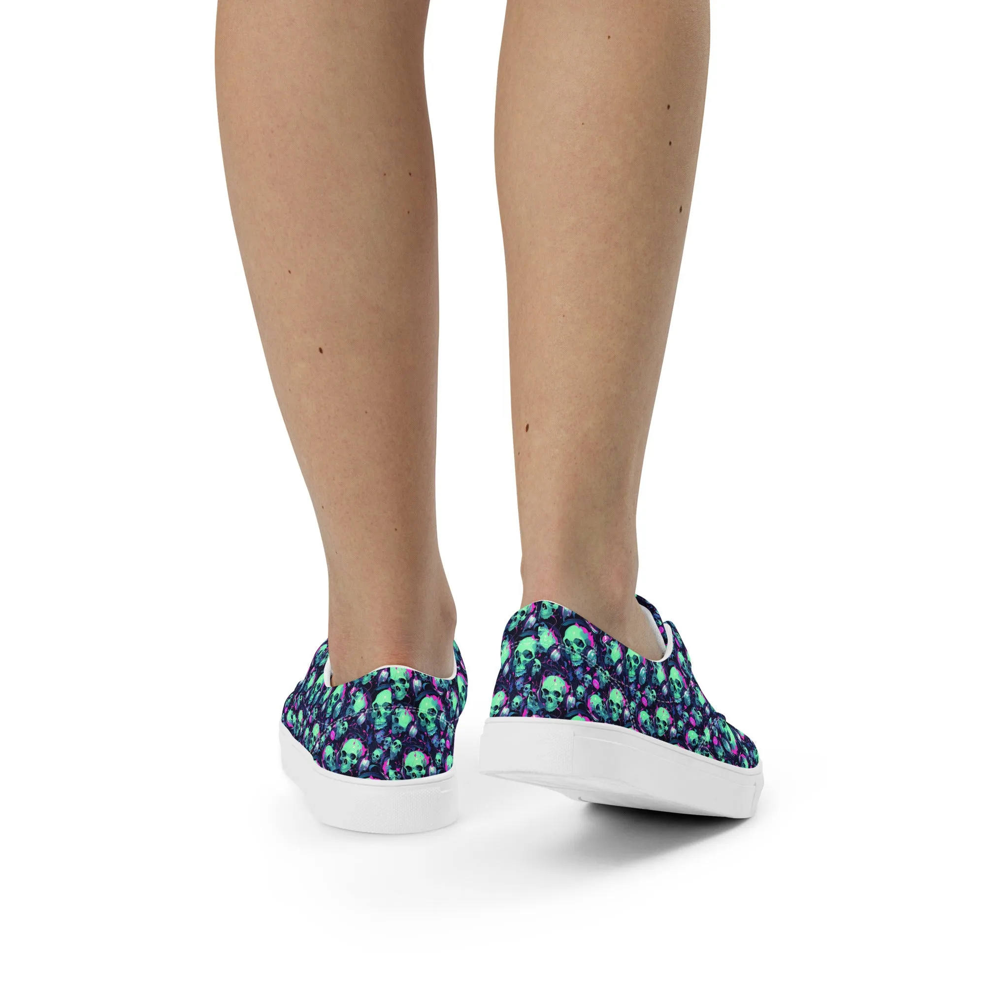 Turquoise Skulls Women’s lace-up canvas shoes