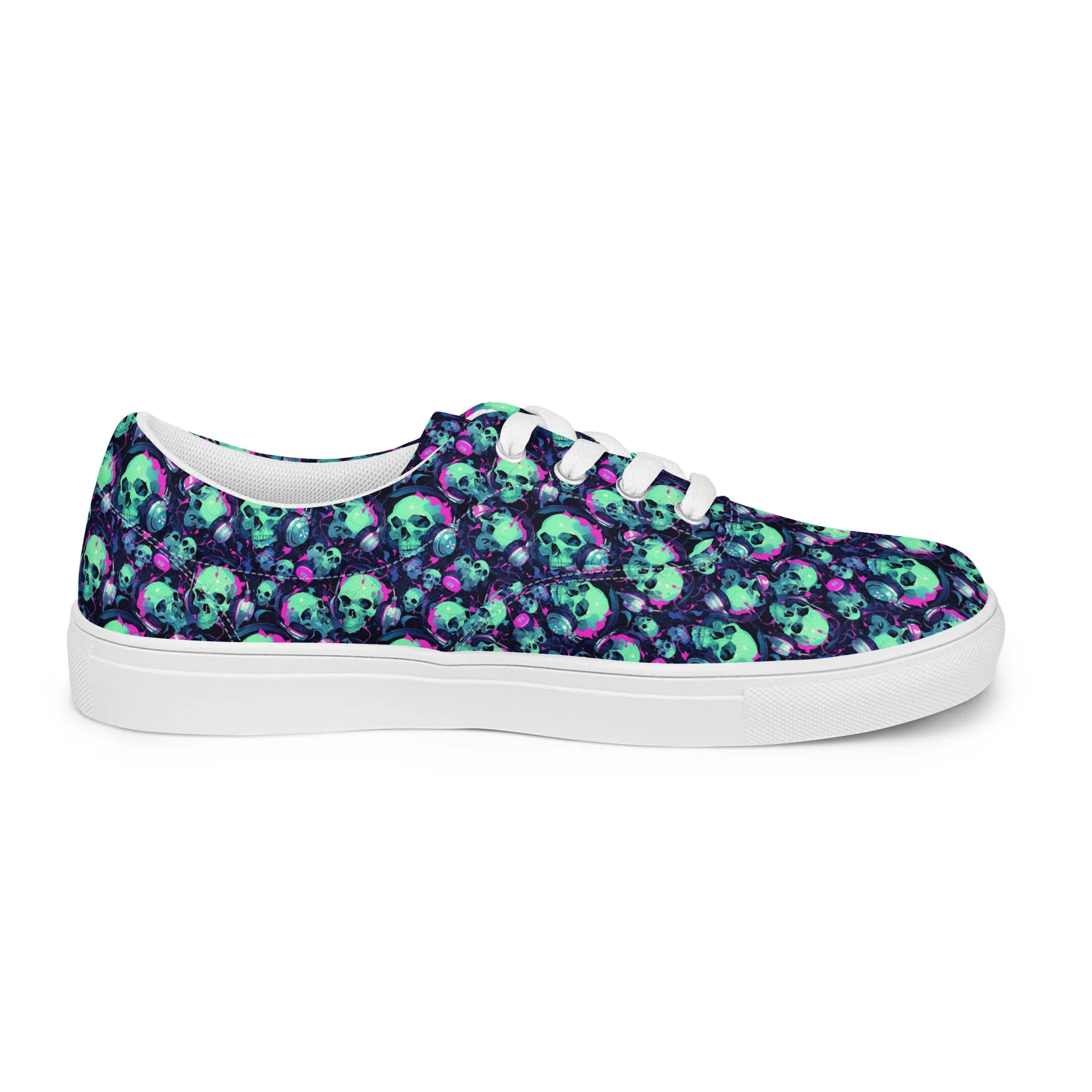 Turquoise Skulls Women’s lace-up canvas shoes