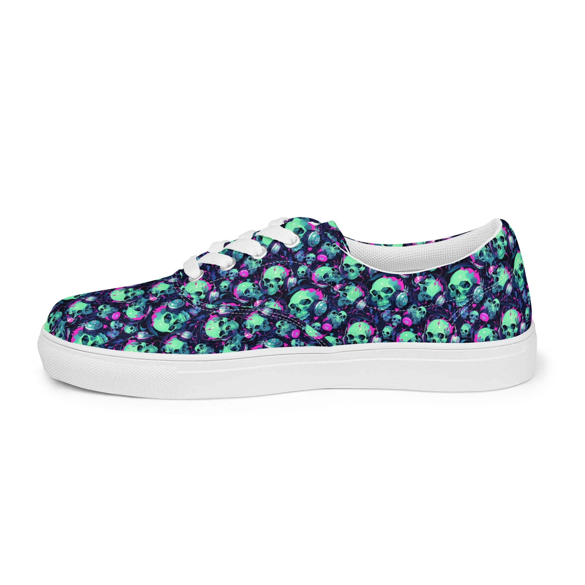 Turquoise Skulls Women’s lace-up canvas shoes