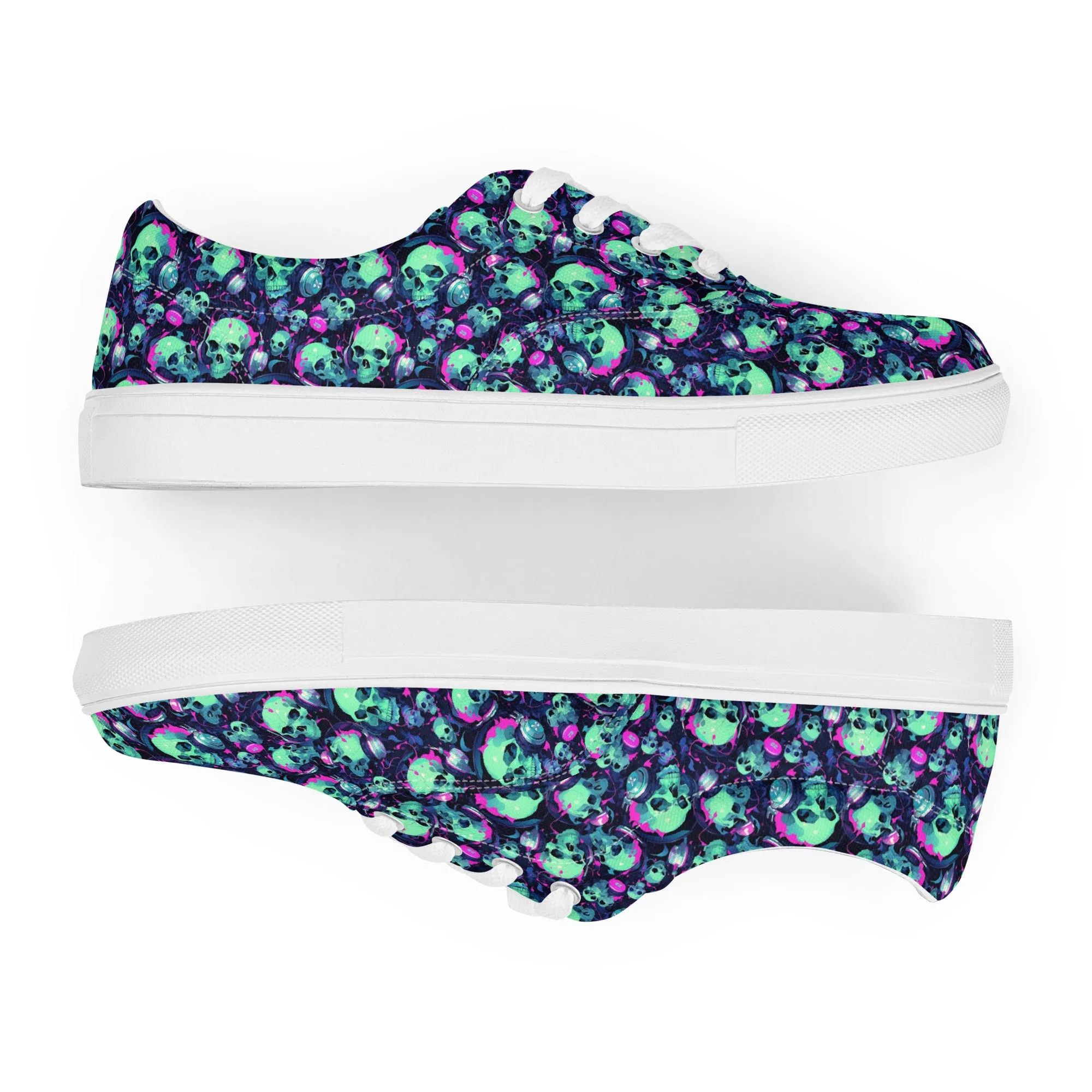Turquoise Skulls Women’s lace-up canvas shoes