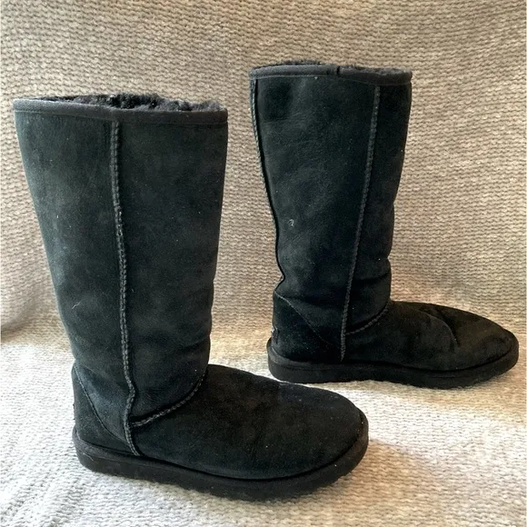 UGG Classic Tall Black Boot Sheepskin Fleece Australia Warm Y2K Winter 8