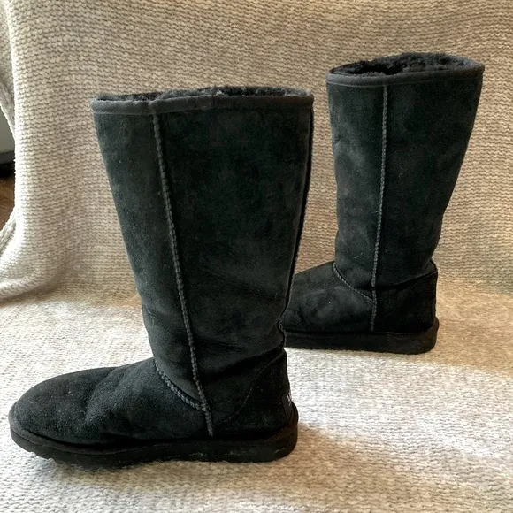 UGG Classic Tall Black Boot Sheepskin Fleece Australia Warm Y2K Winter 8