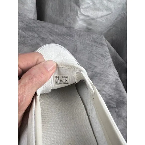 VANS CLASSIC SLIP ON CLASSIC TUMBLE TRUE WHITE LEATHER UPPER SIZE 5.5