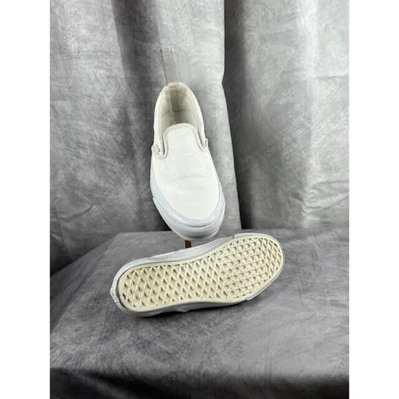 VANS CLASSIC SLIP ON CLASSIC TUMBLE TRUE WHITE LEATHER UPPER SIZE 5.5