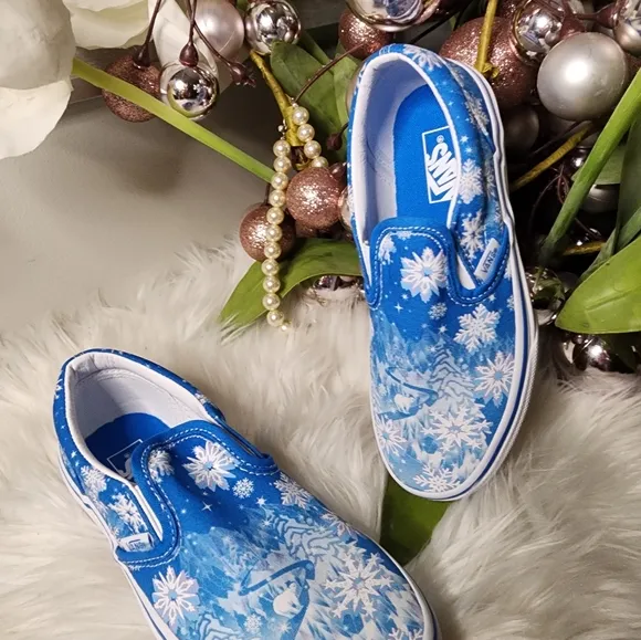 Vans CLASSIC SLIP-ON V KIDS 'SNOWFLAKES - WINTER WONDERLAND size2.5 new