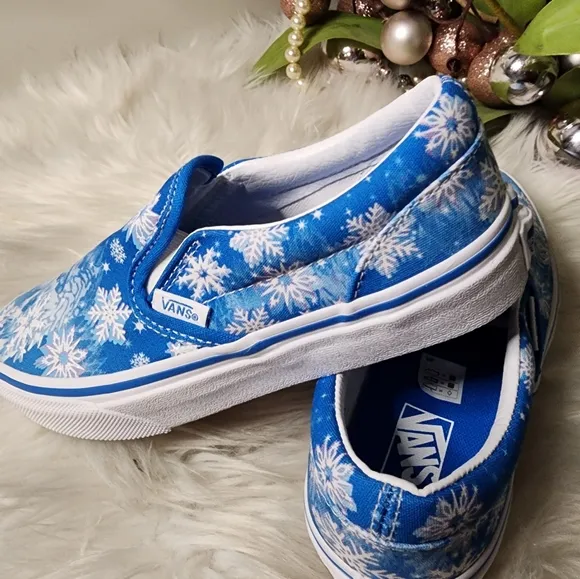 Vans CLASSIC SLIP-ON V KIDS 'SNOWFLAKES - WINTER WONDERLAND size2.5 new