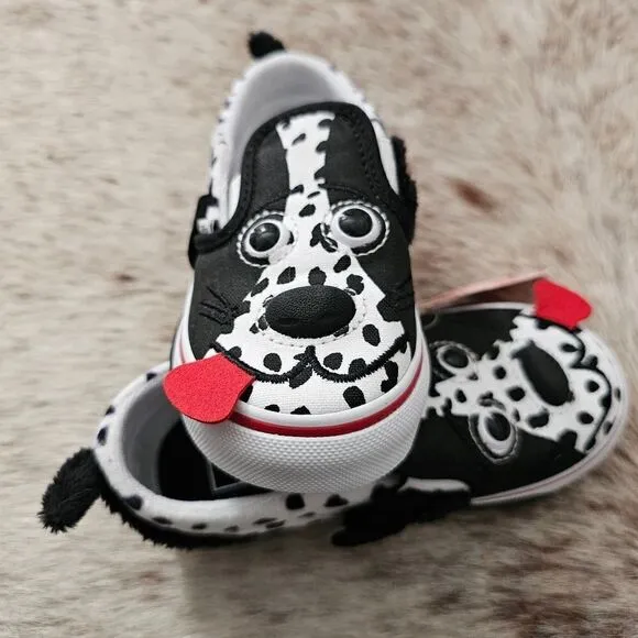 VANS Dalmatian Dog Toddler Kids Slip-On Shoes in Black &amp; White Size 5 NEW