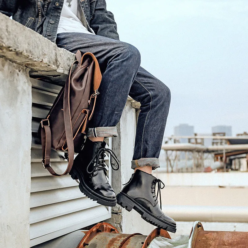 Vintage Leather Ankle Boots for Men