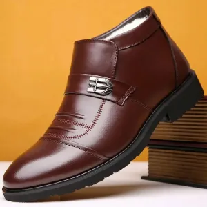 Warm Fleece-Lined High-Top Shoes | Anti-Slip Business Casual Footwear-Men's Winter Leather Boots