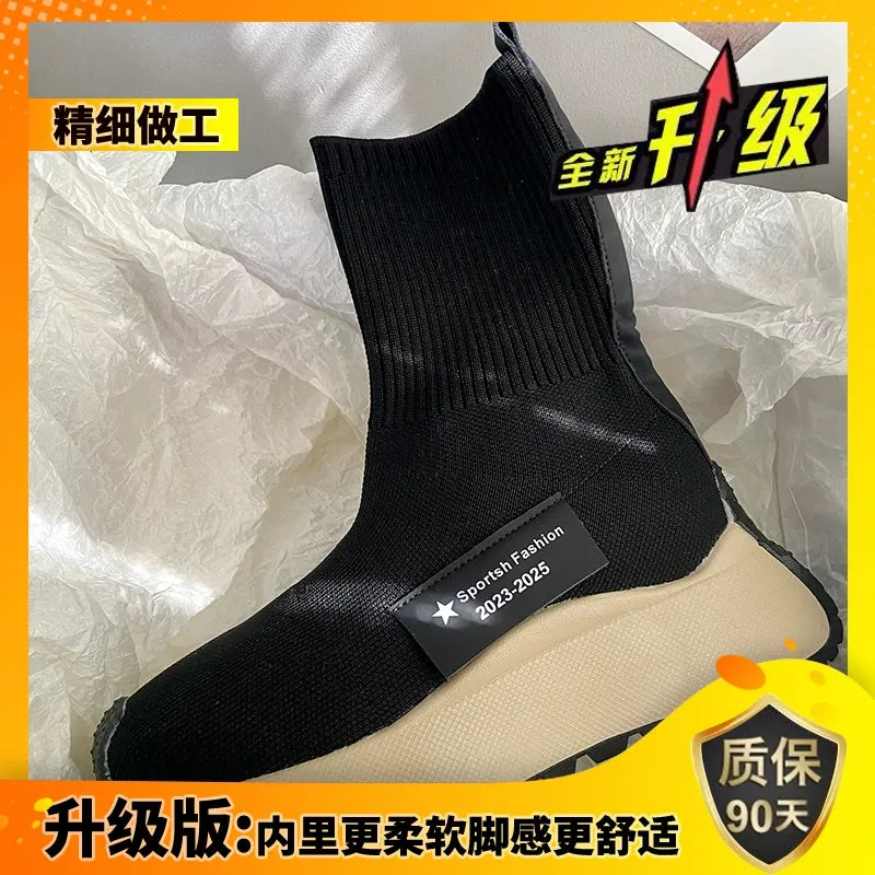 Winter Fleece-Lined Platform Ins High-Top Clunky Sneakers Ankle Sock Boots