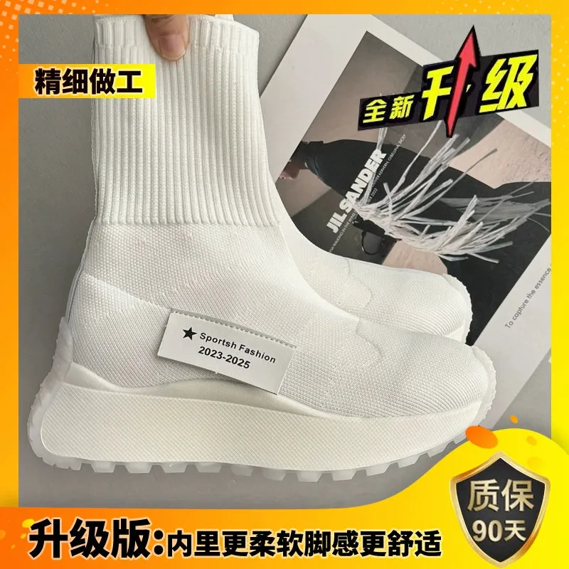 Winter Fleece-Lined Platform Ins High-Top Clunky Sneakers Ankle Sock Boots