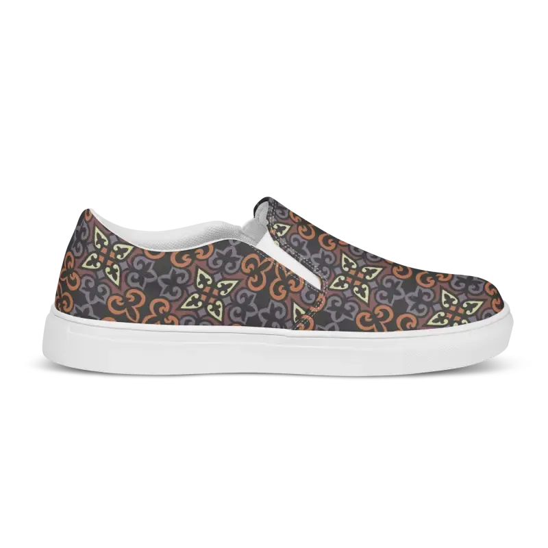 Women Slip Canvas Shoes Bold Geometric Pattern