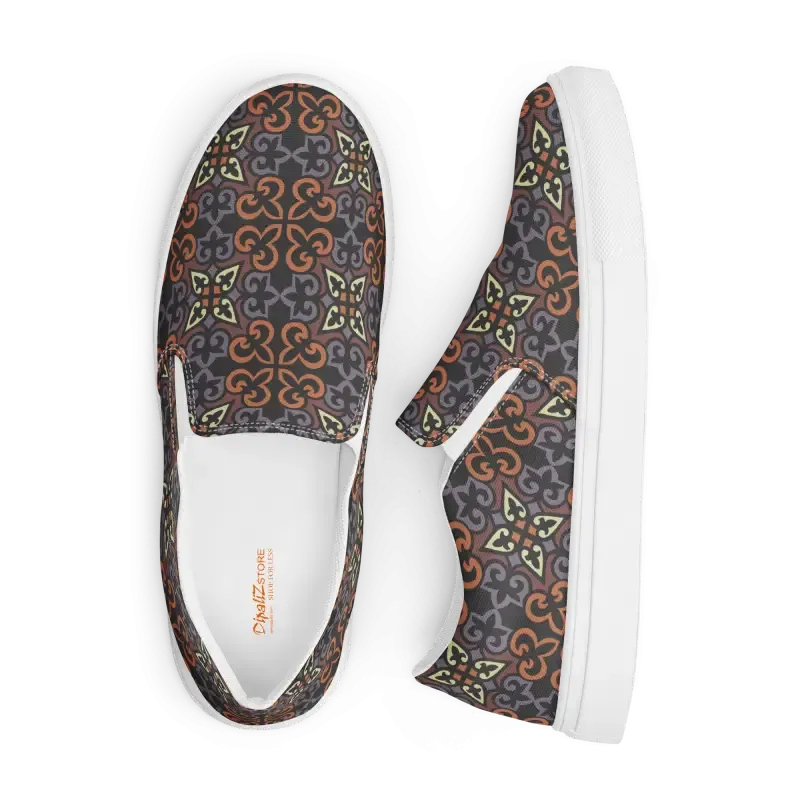 Women Slip Canvas Shoes Bold Geometric Pattern