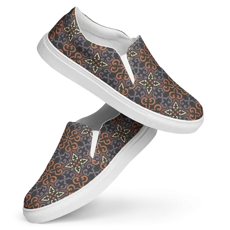 Women Slip Canvas Shoes Bold Geometric Pattern