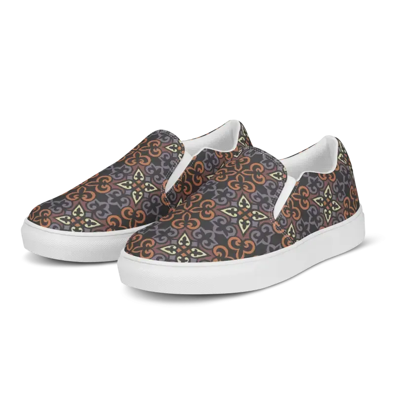 Women Slip Canvas Shoes Bold Geometric Pattern