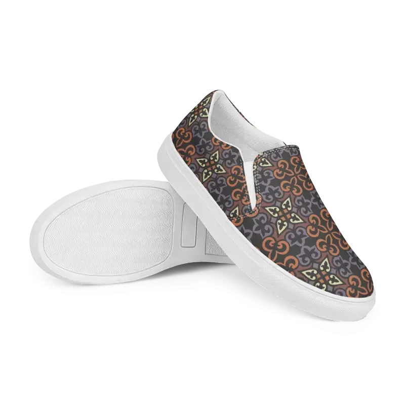 Women Slip Canvas Shoes Bold Geometric Pattern