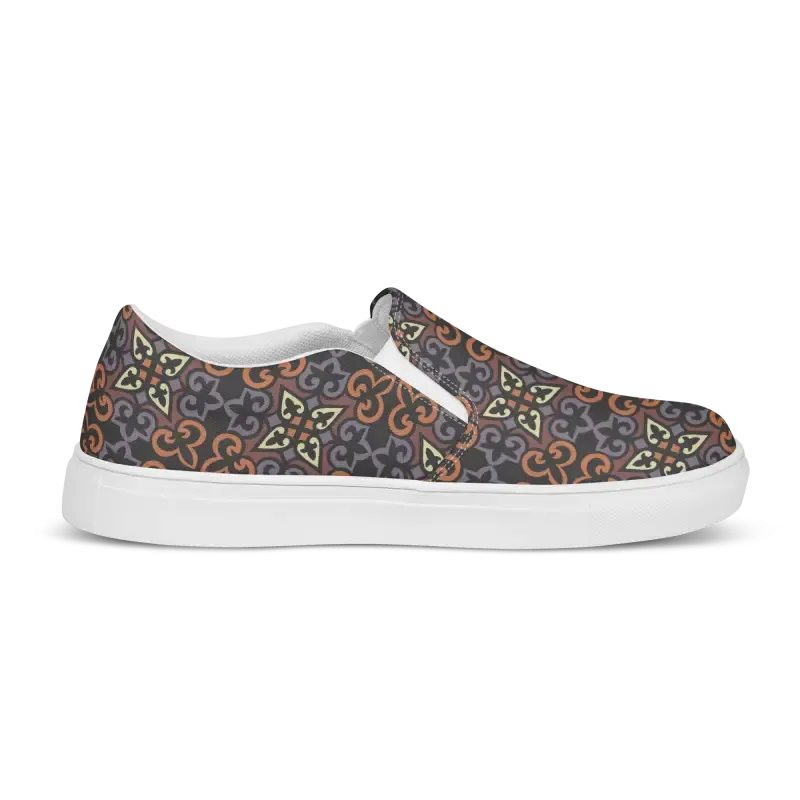 Women Slip Canvas Shoes Bold Geometric Pattern