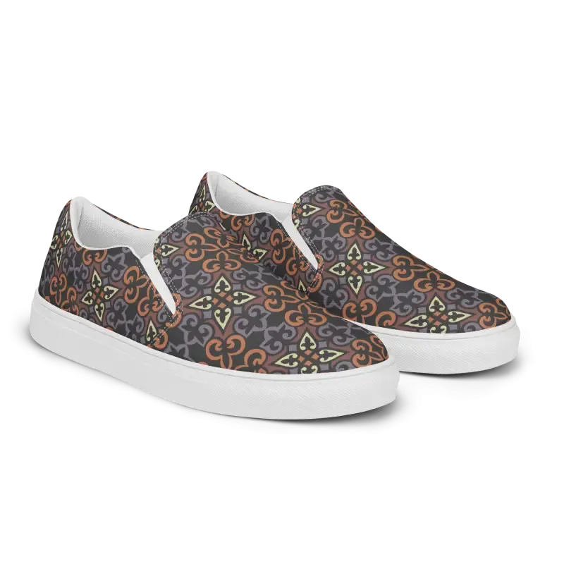 Women Slip Canvas Shoes Bold Geometric Pattern
