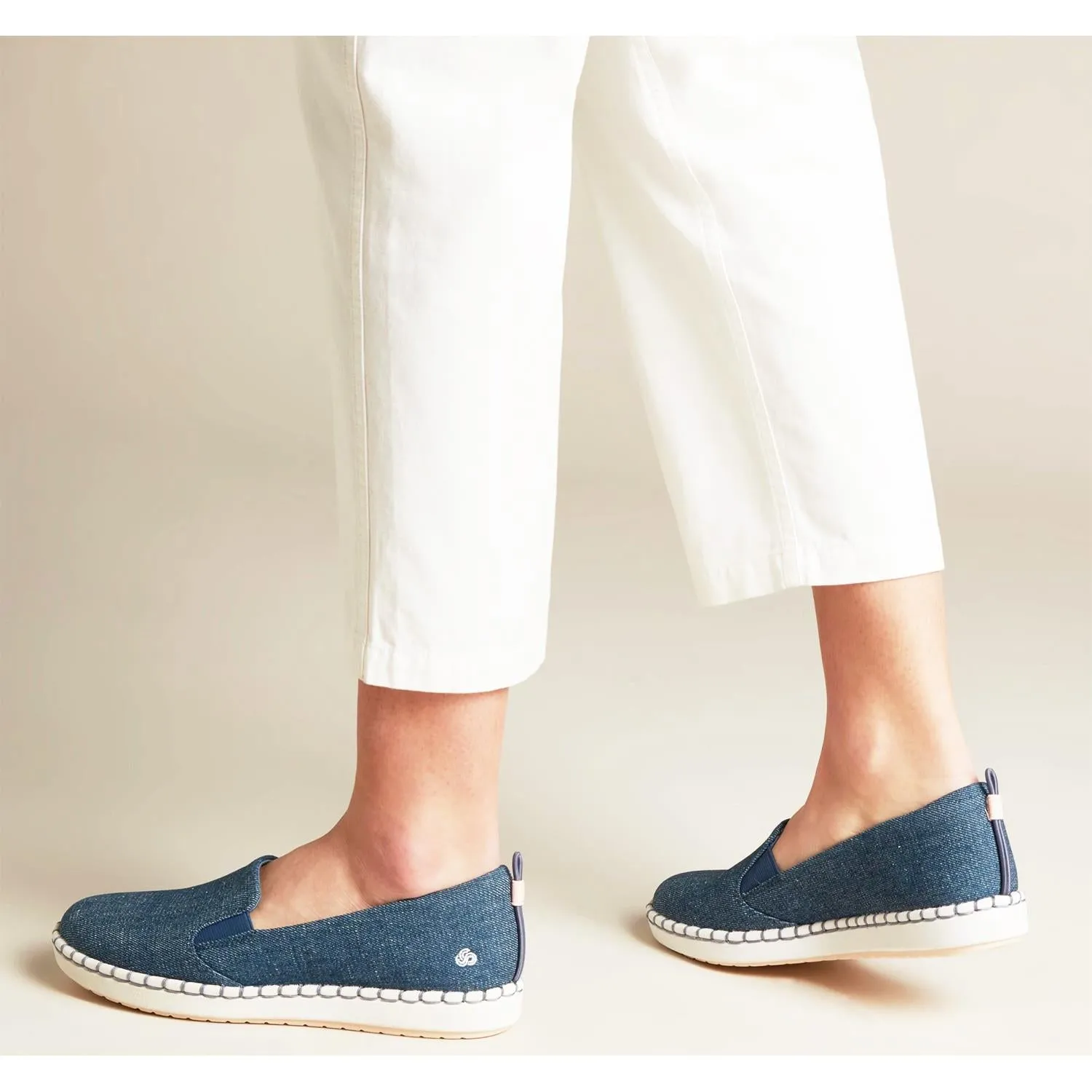 Women's Clarks Cloudsteppers Step Glow Slip Denim Canvas