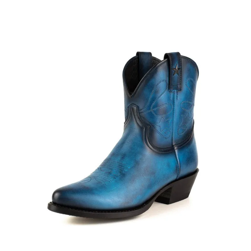 Women's Cowboy Boots or Ankle Boots Handcrafted Blue Leather 2374 Texanas