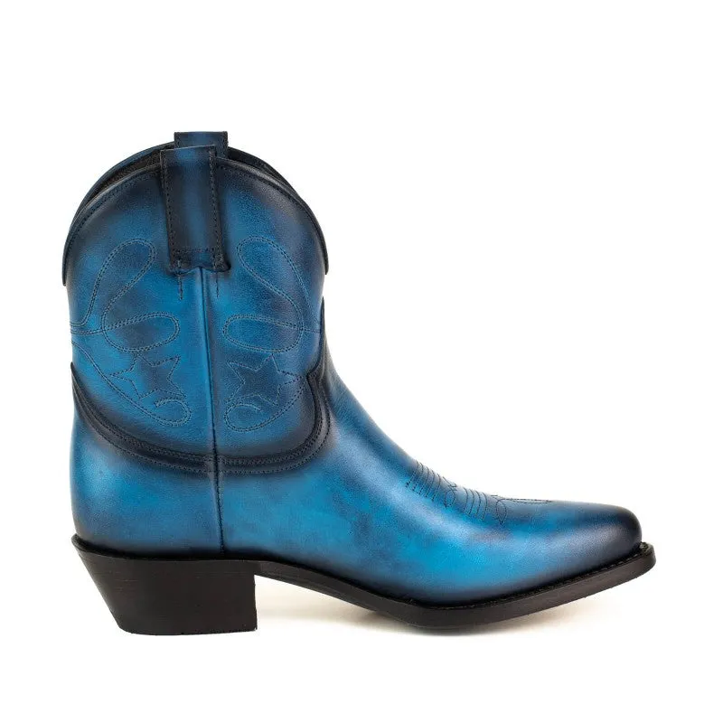 Women's Cowboy Boots or Ankle Boots Handcrafted Blue Leather 2374 Texanas