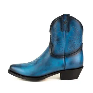 Women's Cowboy Boots or Ankle Boots Handcrafted Blue Leather 2374 Texanas