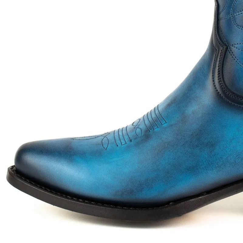 Women's Cowboy Boots or Ankle Boots Handcrafted Blue Leather 2374 Texanas