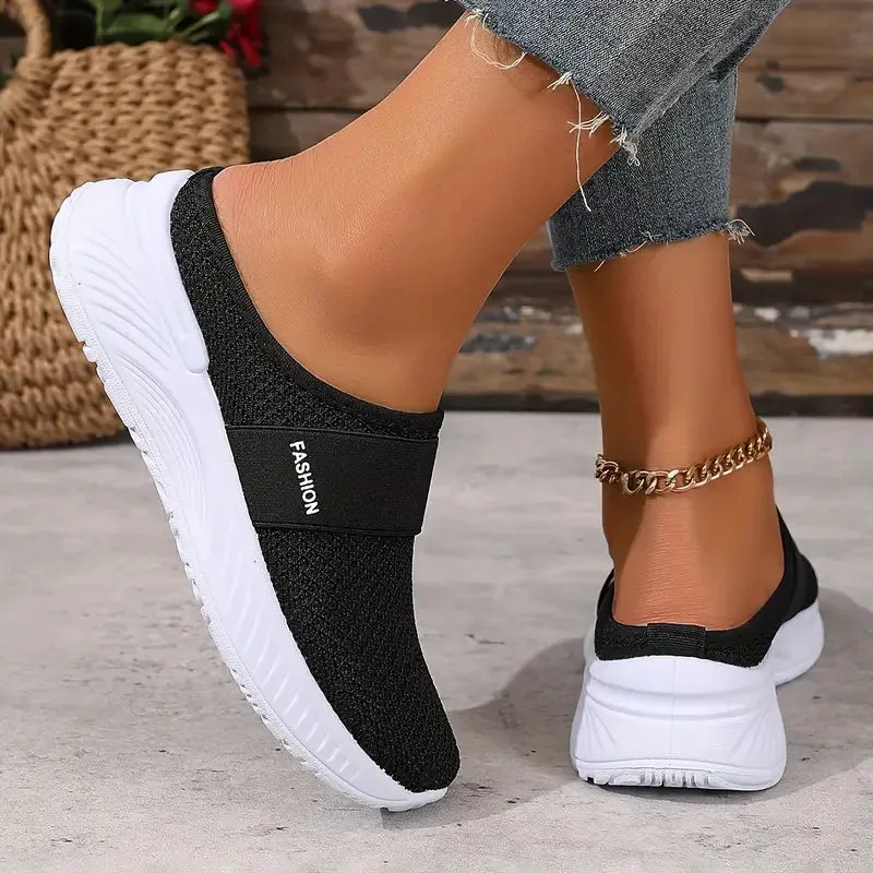Women's White Mesh Slip-On Trainers - Breathable & Lightweight
