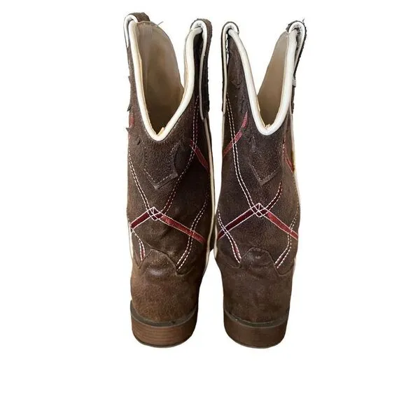 YeeHaw Roper Kids Cowboy Boots NWOT Brown Blue Bucking Horse Red CC Youth 3